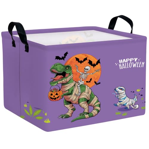 Large Halloween Themed Candy Gift Boo Basket for Kids Baby Personalized Adults Storage Bin Fall Decor(Purple Big Small Dinosaur)