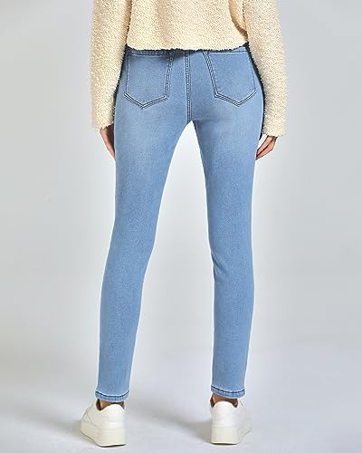 GRAPENT Jeans for Women High Waisted Pull On Fleece Lined Leggings Stretchy Denim Skinny Jeggings Thermal Winter Pants3