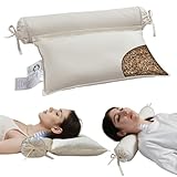 LOFE Buckwheat Pillow - 2IN1 Buckwheat Hull Pillow, Tartary Buckwheat Neck Roll Pillow for Superior Support, Adjustable Cervical Neck Pillow for Side, Back, Stomach Sleepers, Organic Cotton Pillowcase