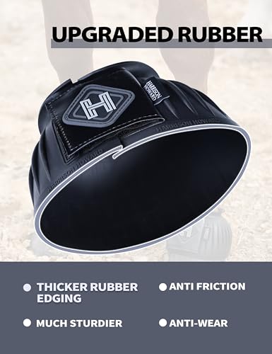 Image of Harrison Howard Rubber Bell Boots for Horses, Hoof Overreach Protection for Horses, w /Upgraded Leather Touch Tape