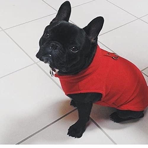 Image of Gooby Fleece Vest Dog Sweater, Red, X-Small | Soft warm fleece; Pullover, easy on /off (no zippers); O-ring leash attachment; Machine washable
