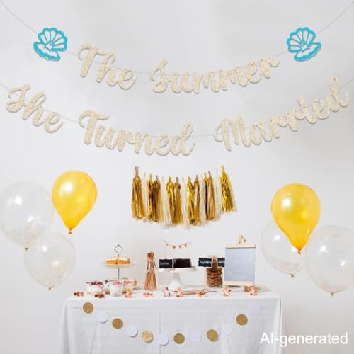 Bannière The Summer She Turned Married et décoration de fête prénuptiale chic - 7