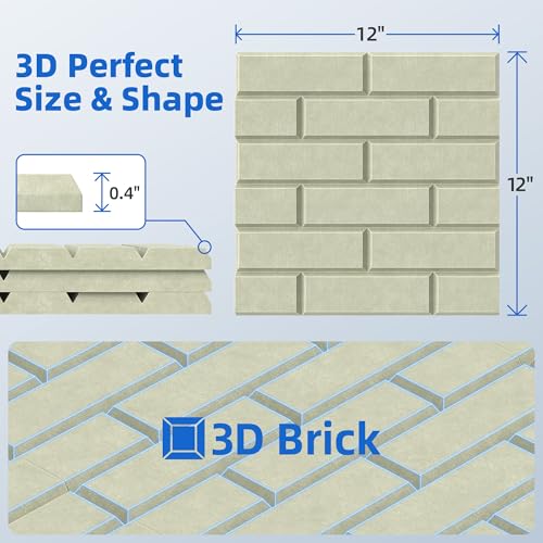 Image of 12 Pack Acoustic Panels with Self Adhesive, 12 inch X 12 inch X 0.4 inch High Density Sound Proof Foam Panels for Walls, Soundproof Wall Panels, Brick Sound Absorbing Panels for Home Studio Office Decor - Sage