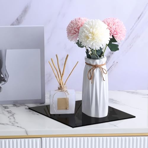 Image of 5 Pcs 8 x8 Inch Black Acrylic Mirror Sheet, 1 /8 Inch Thick Opaque Glossy Mirror, Plexiglass Mirror Sheets with Protective Film, Rigid Mirror Acrylic Sheets for Sawing, DIY, Laser Cutting and Engraving