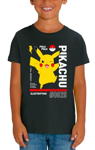 SAHINLER créateur d'univers Pokemon - T-Shirt Pikachu - Produit sous Licence Officielle Pokémon - Tshirt Enfant Pikachu - Taille 10 Ans - Noir