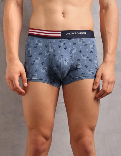 Image of U.S. Polo ASSN. Men's OET20 Printed Low Rise Underwear Trunks - Pack of 3