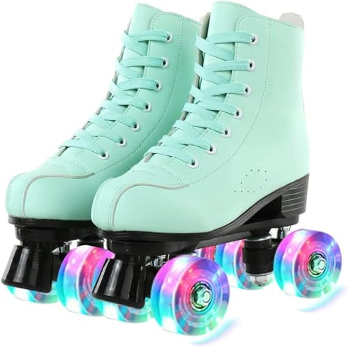 YUDOXN Patines 4 Ruedas, Patines Paralelos con Ruedas Luminosas, Top Alto Clásico PatinesSobreRuedas para Adulto, Niñas,...