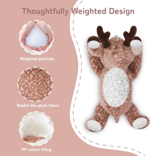 Image of Niuniu Daddy Weighted Stuffed Animals, 20 in 3.3 lbs, Fawn Plush for Kids | Heavy sensory lap pad, lying body pillow for sleeping, machine wash, huggable plushies, soothing gift for kids and adults