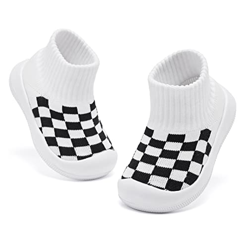 Image of Eashi Baby Boy Girl Non-Skid Indoor Infant Walking Shoes Breathable Warm Elastic Sock Shoes with Memory Sole Protect Toes Outdoor Sneakers