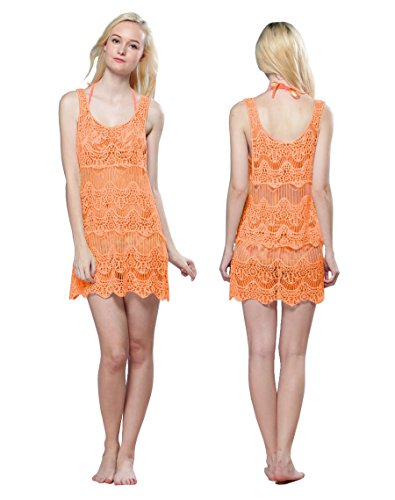 Moderno Mujer Red Camiseta ganchillo Look Naranja playa vestido de baño Mode Verano Bikini tamaño s/m