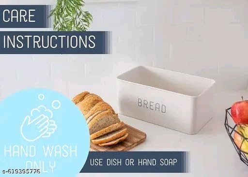 Image of Metal Bread Box Set | Airtight Bread Storange Box For Kitchen Bread Dispenser Food Grade Storage Box with Wooden Lid - 4 litre