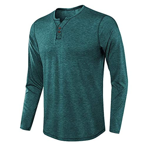 QWERD Herren Henley Shirts Langarmshirt Casual T Shirt mit Grandad-Ausschnitt Männer Henley Shirt Rundhals Langarm Unterzieh T-Shirt mit Knöpfen Einfarbig Langarm Oberteile Blusen Tops Longsleeve Cover