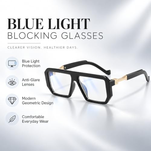 Image of Roshfort Blue Light Blocking Glasses, Computer Reading /Gaming /TV /Phones Glasses for Women Men,Anti Eyestrain & UV Glare