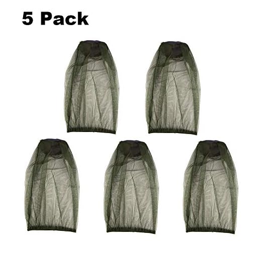SUNTRY 5 Pack Premium Mosquito Head Net with Extra Fine Holes, Lightweight Face Mesh Neck Cover Netting Mesh Net, No-See-Ums and Midges, Perfect for Outdoor Activities (Green) (5 PCS)