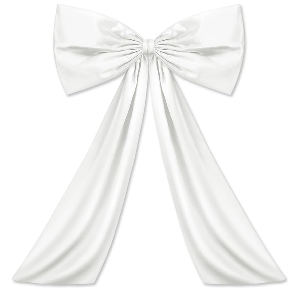 CREATCABIN Large Bow for Coquette Room Decor Big Satin Bows White Giant Bow Oversized Ribbon Tie Bows for Ballerina Birthday Party Wedding Backdrop Hanging Wall Christmas Tree Decoration 41x24Inch