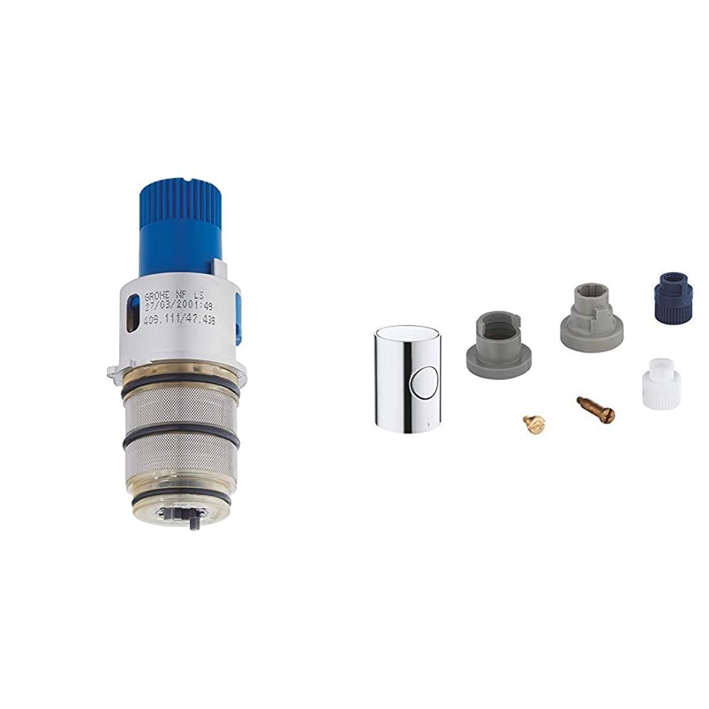 GROHE | Zubehör - Thermostat-Kompaktkartusche | 1/2 Zoll | 47439000 & Metallgriff 1/2" (langlebige Oberfläche, Mengengriff mit GROHE EcoButton, Herstellergarantie: 5 Jahre), Chrom, 47984000