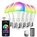 Bewahly Ampoule Connectée WiFi [6 Pack], E27 9W Smart LED Bulb Compatible avec Alexa et Google Home, RGB et Blanc Dimmable Intelligente Changement de Couleur Ampoules LED, Contrôle à distance par App