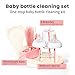 LEQXGO Travel Baby Bottle Cleaner Kit, 7-in-1 Baby Bottle Brush Set with Case for Breast Pump Parts, Bottle Washing Kit - Baby Travel Essential for Flying & On-The-Go (Pink)