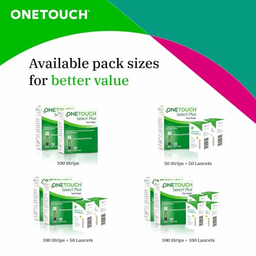 Image of Onetouch Select Plus Test Strips | Pack Of 50 Strips With 50 Onetouch Ultrasoft 2 Lancets | Blood Sugar Test Machine Testing Strips | For Use With Onetouch Select Plus Simple Glucometer.