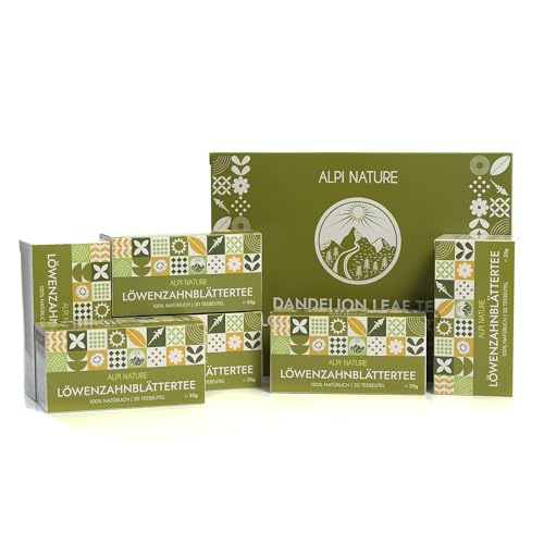 Alpi Nature Hojas de Diente de León Infusión, 120 Bolsitas de Té 150g, Paquete de 6 x 20 Bolsitas de 1.25g