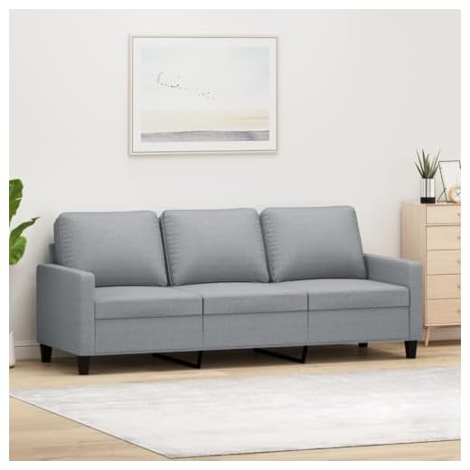 Générique Canapé à 3 Places Gris Clair 180 cm Tissu,Meubles,Canapés,28.8 kg,Gris,359171