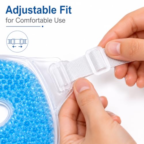 Image of Reusable Gel Bead Face Mask for Cooling & Relaxation, Full Face Cover with Adjustable Strap, Soothing Self Care Mask for Home Spa, Unisex