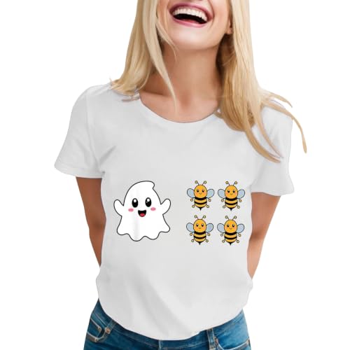 Boo Ghost Shirts for Women Happy Halloween Short Sleeve Costume T-Shirt - image 2