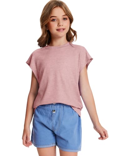 Girls Oversized T Shirts Kids Summer Tops Crewneck Cute Cap Sleeve Tee Trendy Athletic s Teen Shirts Clothes 20253