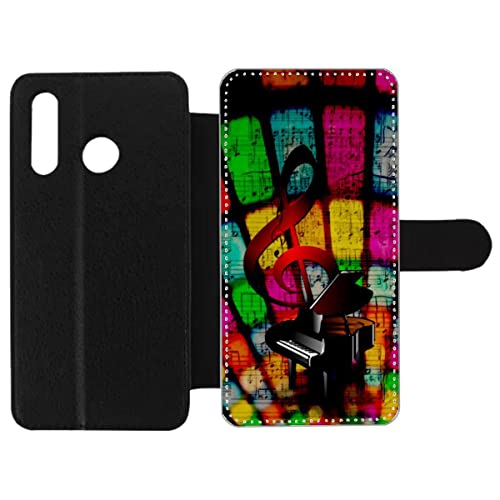 Etui Cuir pour Huawei P30 Lite avec clé de sol piano et fermeture magnétique