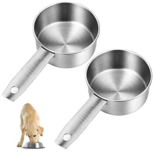 Medidor para comida de perro de 1/2 taza acero inoxidable 2 piezas miniatura 1