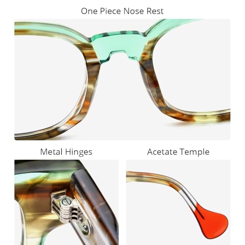 Image of HEPIDEM Multicolor Acetate Glasses Frame Women Oversize Vintage Round Eyeglasses Optical Spectacles 9271