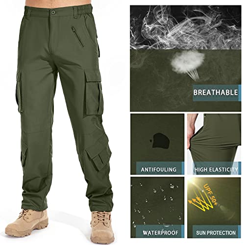 Linlon Men's Outdoor Casual Quick Drying Lightweight Hiking Cargo Pants With 8 Pockets,Army Green,29 #TOP3