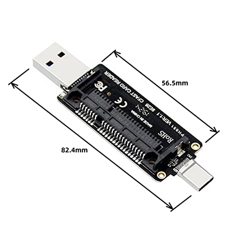 NFHK USB-C USB3.0 Type-C to CFast 2.0 Card Adapter PCBA CFast Card Reader for Desktop Laptop, Black CFast to USB-A+C - Image 3
