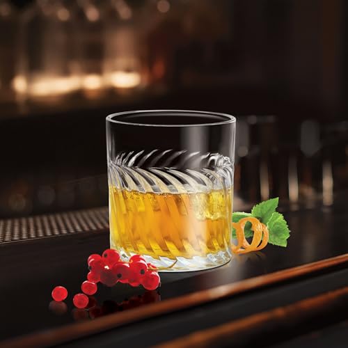 Image of Treo by Milton Tide Whiskey Glass Set of 6 I Premium Glass Tumbler for Bourbon, Scotch & Cocktails I 340 ml