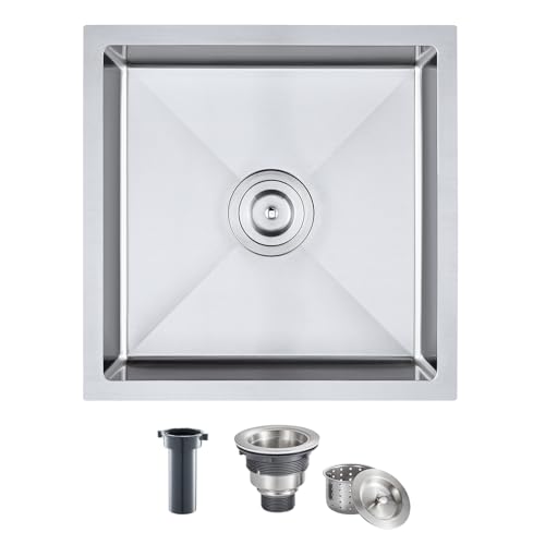 MENATT 18 inch Undermount Kitchen Sink, Brushed Stainless Steel Handmade