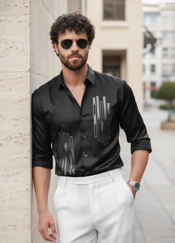 Image of IndoPrimo Men's Stylish Satin Shirt for Party and Casual Wear - Exclusive Designer Full Sleeve Shirt for Men - Pilar