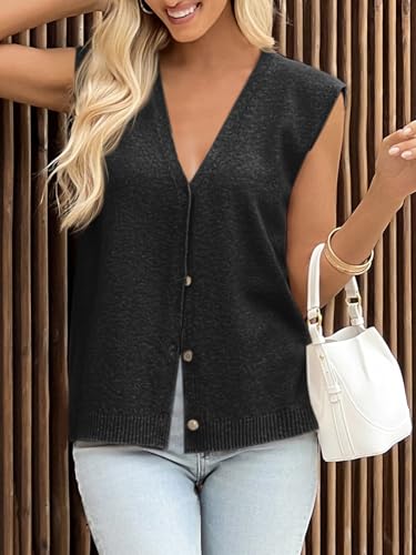 Cicy Bell Womens V Neck Sweater Vest Casual Button Down Knit Vest Outerwear Sleeveless Trendy Cardigans3
