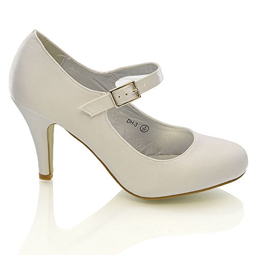 ESSEX GLAM Womens Mary Jane Bridal Pumps Mid Heel Close Toe Wedding Evening Dressy Party Shoes - Image 3