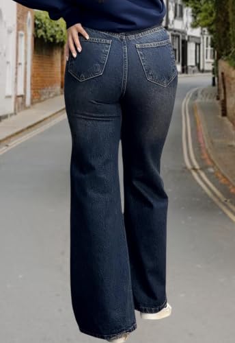 Image of Women's Flare High Waisted Bell Bottom Wide Leg Stretch Classic Denim Pants
