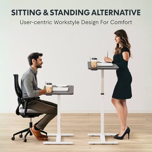 Flexispot H7W-3116-TT Mobile Standing Desk With Wheels Pneumatic Laptop Desk Rolling Computer Cart Movable Height Adjustable Small Sit Stand Desk Computer Workstations Home Use(31.5 Inch W X 15.7 Inch D,White) thumb #2