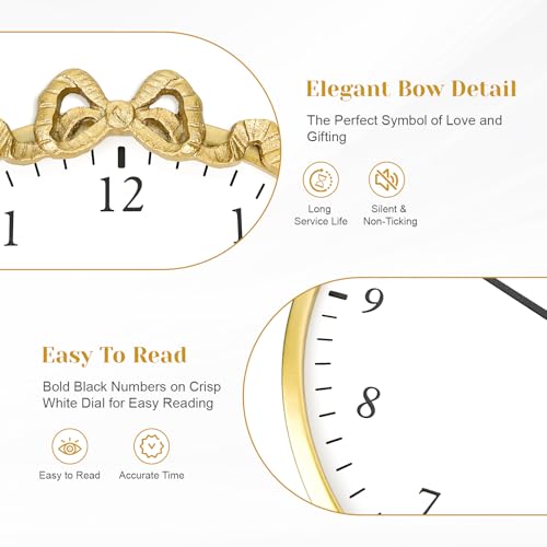 TopCity Vintage Gold Round Wall Clocks,30CM Decorative Wall Clock for Living Room, Metal Frame Retro Modern Numerals Clock for Bedroom,Kitchen,Office - Cosy Home Interiors TopCity Vintage Gold Round Wall Clocks,30CM Decorative Wall Clock for Living Room, Metal Frame Retro Modern Numerals Clock for Bedroom,Kitchen,Office - Image 5