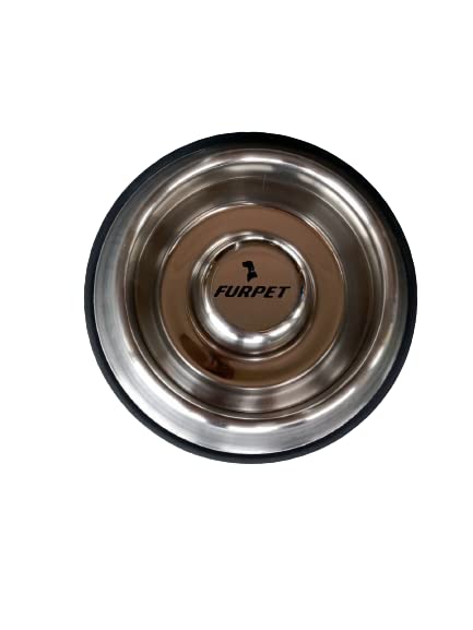FURPET Slow Feed Anti Choke Heavy Stainless Steel Dog Bowls Export Quality with 100% Silicon Bonded Rubber Ring (Blue/Black/Red)- Large (B0C5DPZVQH) Amazon Price History, Amazon Price Tracker