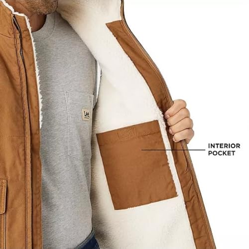 Image of Lee MEN'S SHERPA LINED WORKWEAR CANVAS VEST (US, Alpha, XX-Large, Regular, Regular, Tobacco)