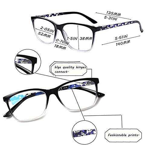 Image of SIGVAN Ladies Reading Glasses Blue Light Blocking Spring Hinge Fashion Pattern Print Eyeglasses for Women