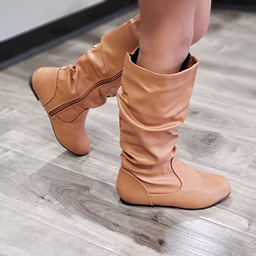 Jazamé Little Girls Mila Tall Knee High Zipped Round Toe Riding Dress Boots4