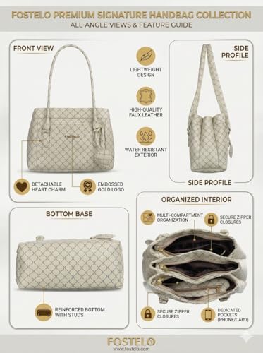 Image of Fostelo Women's Felisa Satchel Tote Handbag for Women | Ladies Purse | Stylish Shoulder Bag | Gift For Women