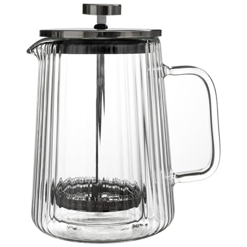 DLBMVCDE Double-Layer Borosilicate Glass French Press Coffee Maker & Tea Brewer - Heat Resistant, Durable & Stylish