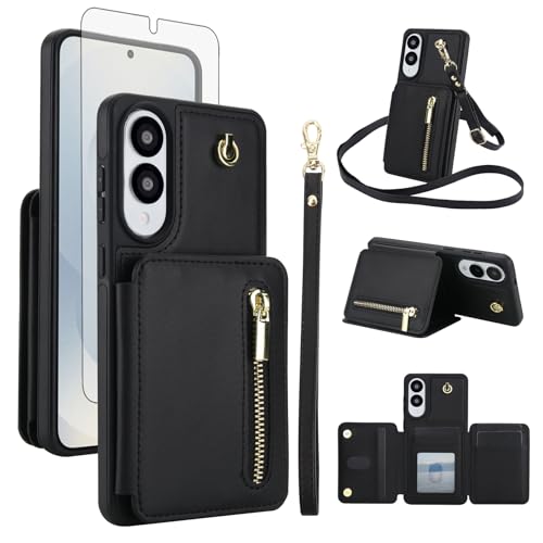 Coque Samsung S25 Edge antichoc à bandoulière et fentes pour cartes