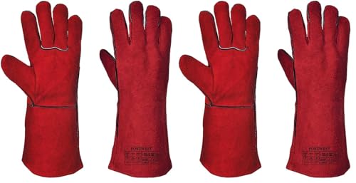 Portwest Guante De Soldador, Tamaño: XL, Color: Rojo, A500RERXL (Paquete de 2)