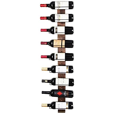 J JACKCUBE DESIGN Wall Mount Wine Rack Organizer for 9 Bottles, Elegant and Simple Rustic Wood Wine Storage Display Holder for Kitchen and Home Décor- MK699A Cover